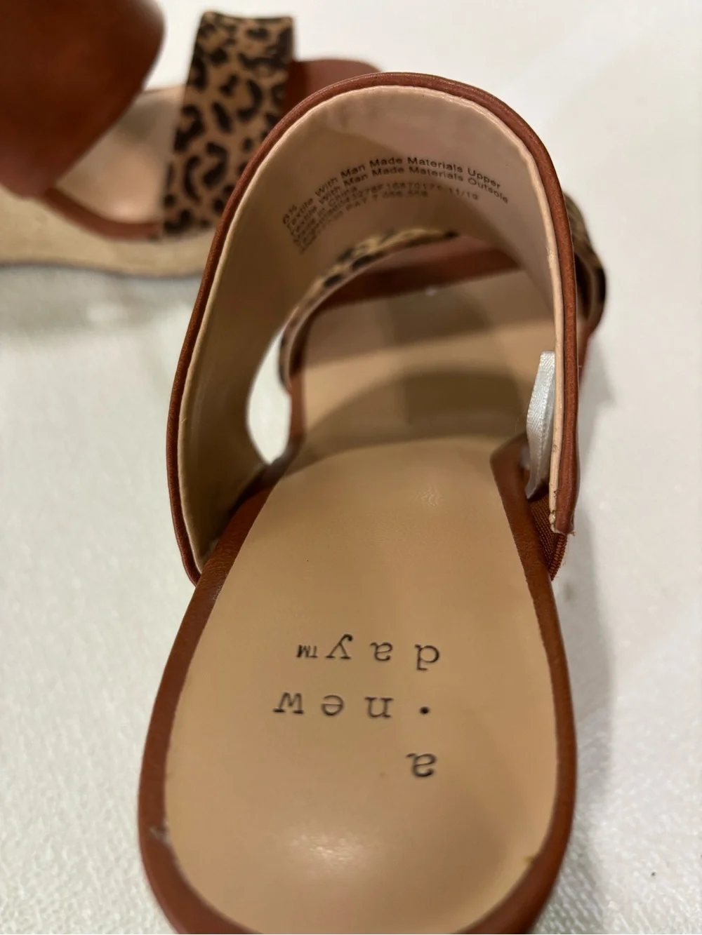 a new day Tan Brown Leopard Espadrille Wedge Sandals